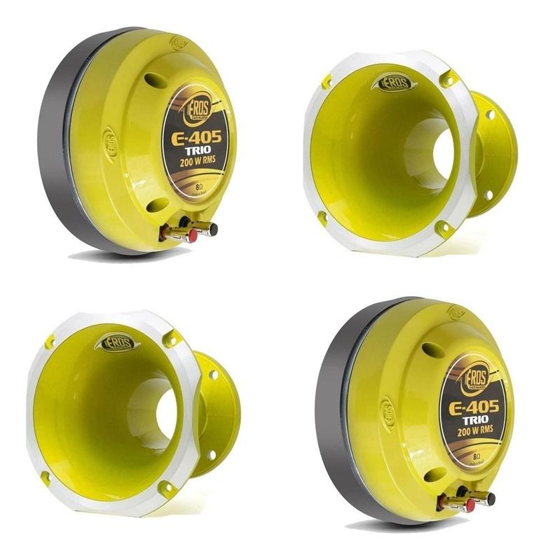 2 Driver Eros E405 Trio 8 Ohms + 2 Cornetao Alumínio Amarela